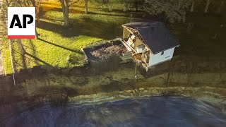 WATCH Video captures house collapsing into water next to Minnesota dam [upl. by Wally]