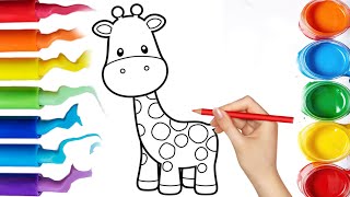 How To Draw Giraffe Step By Step  Giraffe Drawing Easy for Kids [upl. by Yadseut]