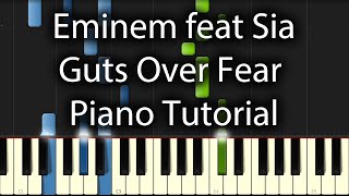 Eminem feat Sia  Guts Over Fear Tutorial How To Play On Piano [upl. by Harbard]