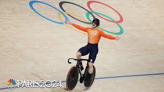 Netherlands world record beats Great Britain in cycling track team sprint final  Paris Olympics [upl. by Joy]