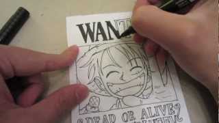 How to draw wanted poster of Luffy モンキー･D･ルフィ [upl. by Adnala]