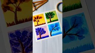 Tree Art Using Brush Pen  Drawing Colorful Trees yt tree drawing shorts MissAgrawal21kids [upl. by Lebana]