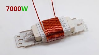 How to make 240v Energy 7000w Free Energy With Speaker And Light Bulb Transformer copper coil Tools [upl. by Arretak]