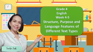 English 4 Lesson 4 Identify the Structure Purpose and Language Features of Different Text [upl. by Eicam]