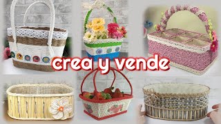 6 ideas creativas de diseño de canastas y cestas reutilizando materiales de desechos [upl. by Meeka916]