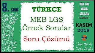 LGS Örnek Soru Çözümleri  Türkçe Dersi  Kasım 2019 MEB [upl. by Dranel644]