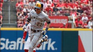 Every Christian Yelich Home run vs Cincinnati Reds 23 [upl. by Ymac]