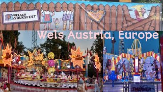 Volksfest in Wels 2024austria europe ออสเตรียยุโรปงานสวนสนุกงานวัดฝรั่ง [upl. by Adnicaj]