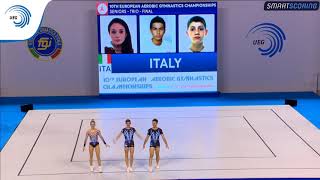 Anna BULLO Ivan CAVALIERI amp Marcello PATTERI ITA  2017 Aerobics Europeans trios final [upl. by Yurt]