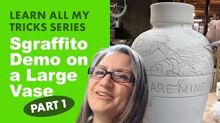 Mastering Sgraffito Demonstration Watch me transform a vase with intricate carved designs Part 1 [upl. by Coletta832]