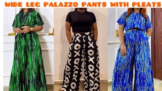 How to Cut And Sew Wide Leg Palazzo TrouserPant With Box Pleats  Pleated Palazzo Trouser [upl. by Allayne]