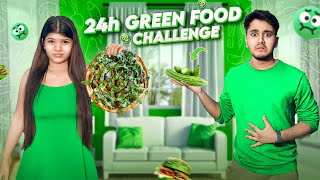 24H Green Food 🍏Challenge 🤢 It’s Deep Gungun [upl. by Arutek]