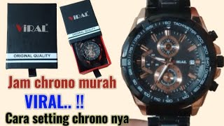 Review dan cara setting jam tangan chronograf murah merk viraL  terbaru [upl. by Karel]