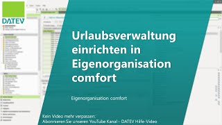 Urlaubsverwaltung einrichten in Eigenorganisation comfort [upl. by Olraced]