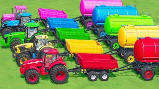 BIG TRACTORS OF COLORS FENDT TRACTORS TRANSPORT BATTLE WITH TANKER and LIME  Farming Simulator 22 [upl. by Yeaton]