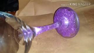 DIY  GLITTER WINE GLASS USING MOD PODGE  Dollar tree [upl. by Kristofer]