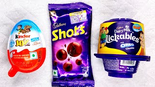 Kinder Joy vs Lickables vs Cadbury shots Unpacking and Opening Sounds [upl. by France]