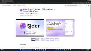 How To Add Sider ChatGPT Sidebar  GPT4o Claude 3 Gemini 15 amp AI Tools Extension Google Chrome [upl. by Brunk]