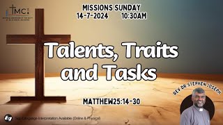 quotTalents Traits and Tasksquot l Trinity Methodist Church l Online Worship Eng l 14072024 [upl. by Anayra]