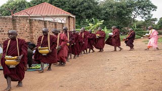 Buddhism in Uganda Africa Alms Round Pindapata  An Ancient Tradition in Buddhism [upl. by Horlacher]