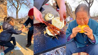 10yearold girl cooks food for her grandmother so touching  chinese food [upl. by Pilloff]