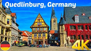 Quedlinburg Germany walking tour 4K 60fps  Most beautiful medieval town in Germany [upl. by Necila247]