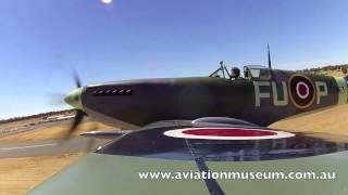 Temora Aviation Museums Mk XVI Spitfire taking off from Runway 36 Grass at Temora NSW Australia [upl. by Yllil]