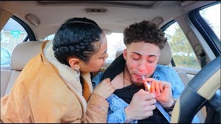 SMOKING CIGARETTE IN FRONT OF GIRL FRIEND Car Prank [upl. by Weiner]