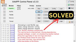 How to Solve Error MySql Shutdown Unexpectedly in Xampp [upl. by Brittaney]