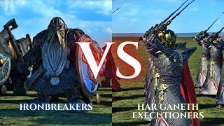 WARHAMMER III Total War  Ironbreakers VS Har Ganeth Executioners [upl. by Strohben]