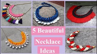 5 Handmade Necklace Ideas  How To Make Silk Thread Necklace At Home  Creationampyou [upl. by Notsehc]