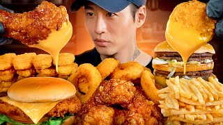 ASMR MUKBANG  Fast Food Big Mac Chicken Nuggets Onion Rings Chicken Sandwich Wings Fries [upl. by Moishe]