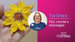 Flor crochê e missangas [upl. by Noremak]