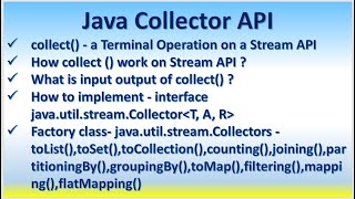 Java Collector API  javautilstreamCollectors  toList toSet counting joining groupingBy toMap [upl. by Rebliw]