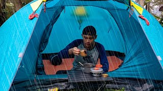 solo camping heavy rain and nonstop storms sleeping in a tent soundly and comfortably [upl. by Einnij73]