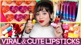 Testing out Cute Viral Lipsticks😘 ₹30 Weird shape Liptint LipglossLip balm 🤯 Ronak Qureshi [upl. by Eirrehs]