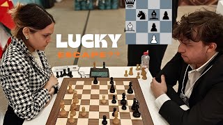 IM Teodora vs GM Niemann  A Lucky Escape Dubai Police Global Chess Challenge 2024 [upl. by Dyolf417]