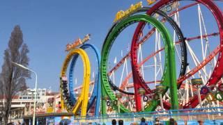 Olympia Looping in Wiener Prater  Worlds biggest transportable Roller coaster 4K [upl. by Amada105]