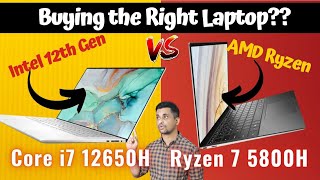 AMD Ryzen 7 5800H vs Intel Core i7 12650H  Intel i7 vs Ryzen 7 Laptop Comparison  HINDI [upl. by Yslehc]