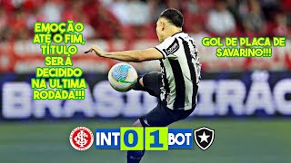 GOL DE PLACA DE SAVARINO Inter 0 X 1 Botafogo Melhores Momentos Brasileirão 2024 [upl. by Smail]