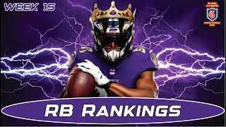 WK 15 RB RANKINGS TIERS top 36 [upl. by Yecal]