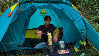 camping in heavy rain and nonstop storms sleeping in a tent is very comfortable and relaxing [upl. by Airetnahs]