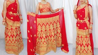 BRIDAL LEHENGA SAREE DRAPING TUTORIALLEHENGA SAREE DRAPINGSTEP BY STEPHINDI [upl. by Natsirt]