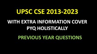 UPSC CSE PYQ 2013  2023 SERIES  OFFICIAL PAPER AND KEY  CLEAR PRELIMS WITH EASE  PART2 [upl. by Oab]