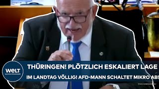 THÜRINGEN Tumulte Plötzlich eskaliert die Lage im Landtag völlig AfDMann schaltet Mikro ab [upl. by Delanie]