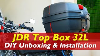 JDR Top Box Unboxing  JDR Top Box Installation  JDR Top Box 32 Liters for Bike [upl. by Nnylear]