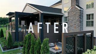 INCREDIBLE BACKYARD MAKEOVER Covered Deck and Patio Transformation Time Lapse [upl. by Arag]