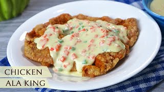 CRISPY FRIED CHICKEN STEAK ALA KING  Easy Chicken Recipe with Creamy White Sauce [upl. by Vonny]