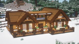 Minecraft How To Build a Large Winter Log House Tutorial7  마인크래프트 건축 통나무 집 짓기 인테리어 [upl. by Nitsug113]