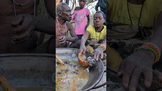 Hadzabe Old man enjoying his favorite meal with his family 😄‼️😋hadzabetribe villagelife food [upl. by Attenaz]